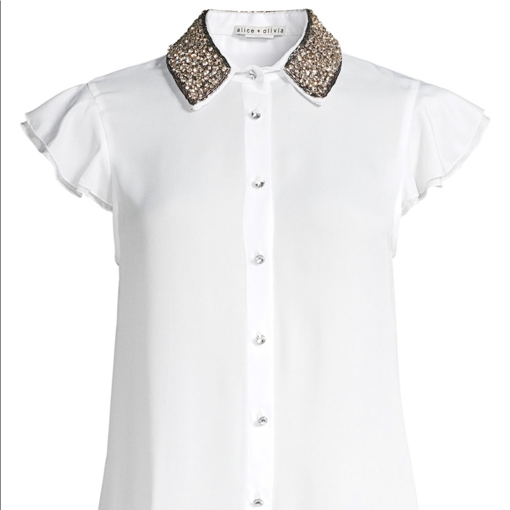 NWT Alice+Olivia Willa embellished blouse size M